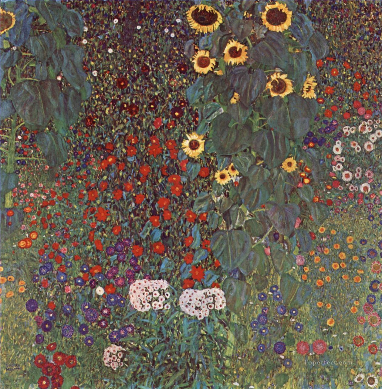 Gartenmit SonnenblumenaufdemLande Simbolismo Gustav Klimt Pintura al óleo